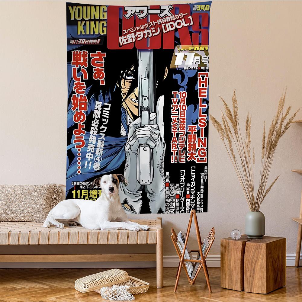 Hellsing Game Anime Tapestry Hippie Flower Wall Carpets Dorm Decor Wall Hanging Home Decor