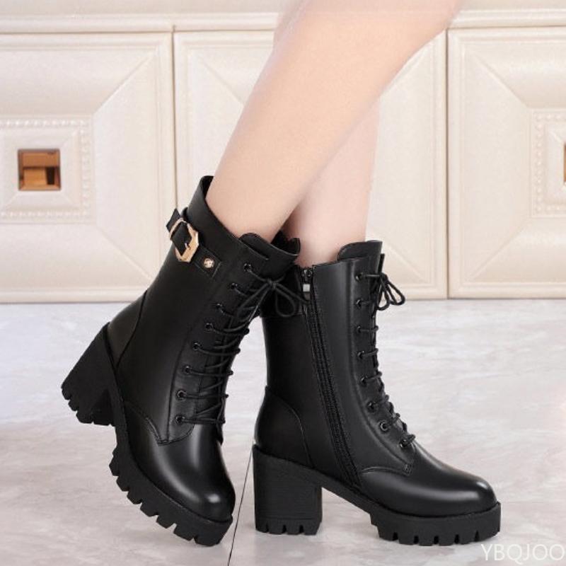 

Женские зимние ботильоны на толстом каблуке, минималистичные, удобные, противоскользящие, износостойкие, повседневные, женские хлопковые туфли 36