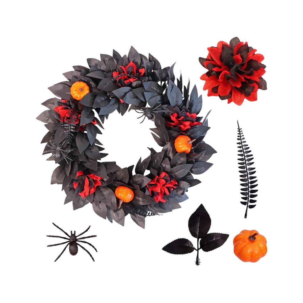 Halloween Wreath with Face Pumpkin and Letter for Front Door Home Decor