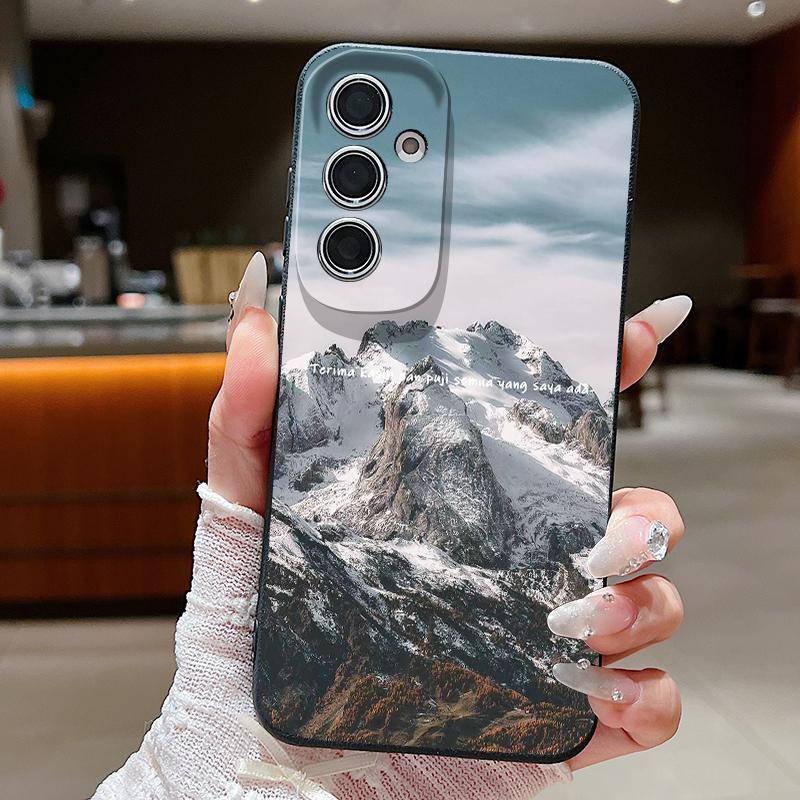 Case For Samsung Galaxy S25Edge S26 S24 S23 S22 Ultra S26 Plus S25 FE Mountain Landscape Pattern Leather Texture TPU Phone Cover