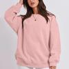 Women's Loose-Fit Sweatshirt Crew Neck Fleece-Lined Long Sleeve Top Solid Color Round Neck For Autumn Winter 2025