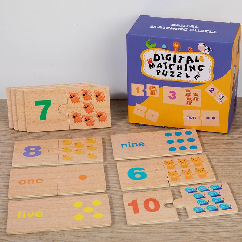 

Монтессори Математическая игрушка Деревянная обучающая Число Геометрия Детская игра-пазл на сопоставление чисел Цифровой узор Утолщенные блоки Игра для детей