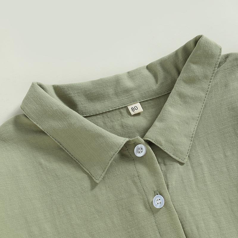 Baumwolle Casual Kinder Kinder Shirts Kleinkind Baby Mädchen Jungen Sommer Tops Kurzarm Revers Kragen Einfarbig Button Down Shirts