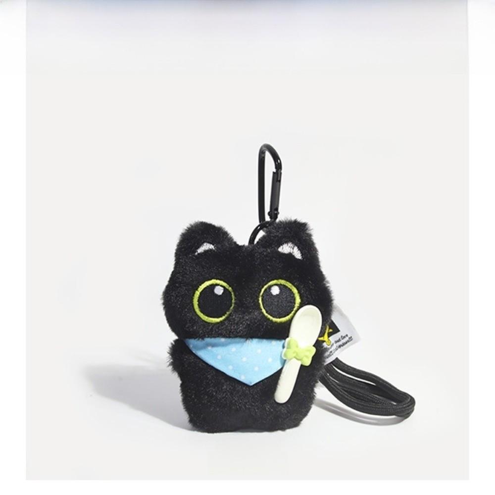 Cute Fish Black Cat Doll Keychain Bib Strawberry Doll Bag Pendant Wings Car Key Ring School Bag Decoration