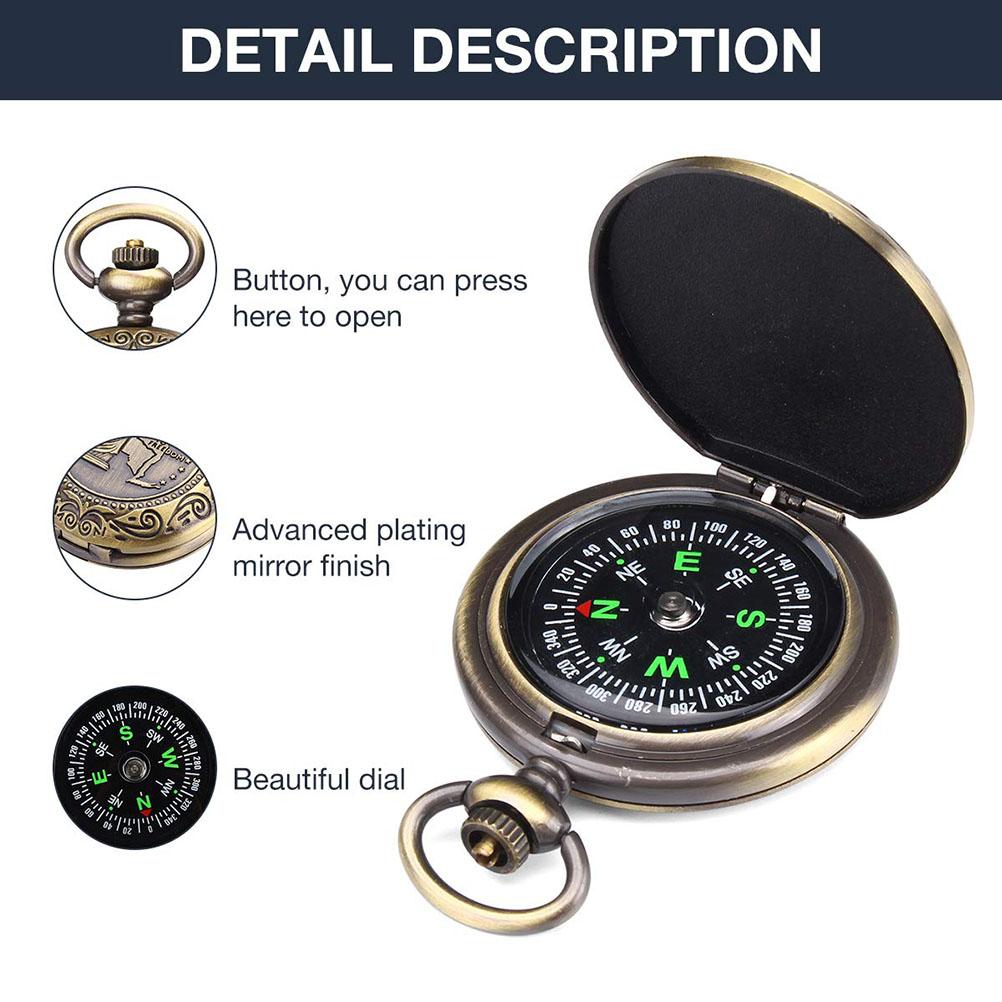 Retro Compass Portable Classic Compass with Metal Chain for Outdoor Activities