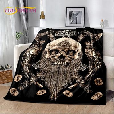 Retro Nordic Viking Mythology Odin Valhalla Decke, weiche Überwurfdecke für Zuhause, Schlafzimmer, Bett, Sofa, Reisen, Büro, Decke, Kind