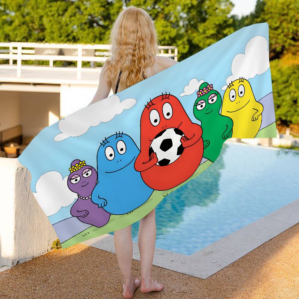 

Cute Movie B-Barbapapa Bath Towel Microfiber Soft Water Absorbing Breathable For Girl Kids Decorative Cartoon Beach Towel W30*H60(CM)