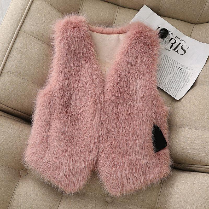 Herbst Winter Faux Fuchs Pelz Weste Kurzer Roter Mantel für Damen Süße und Warme Oberteile