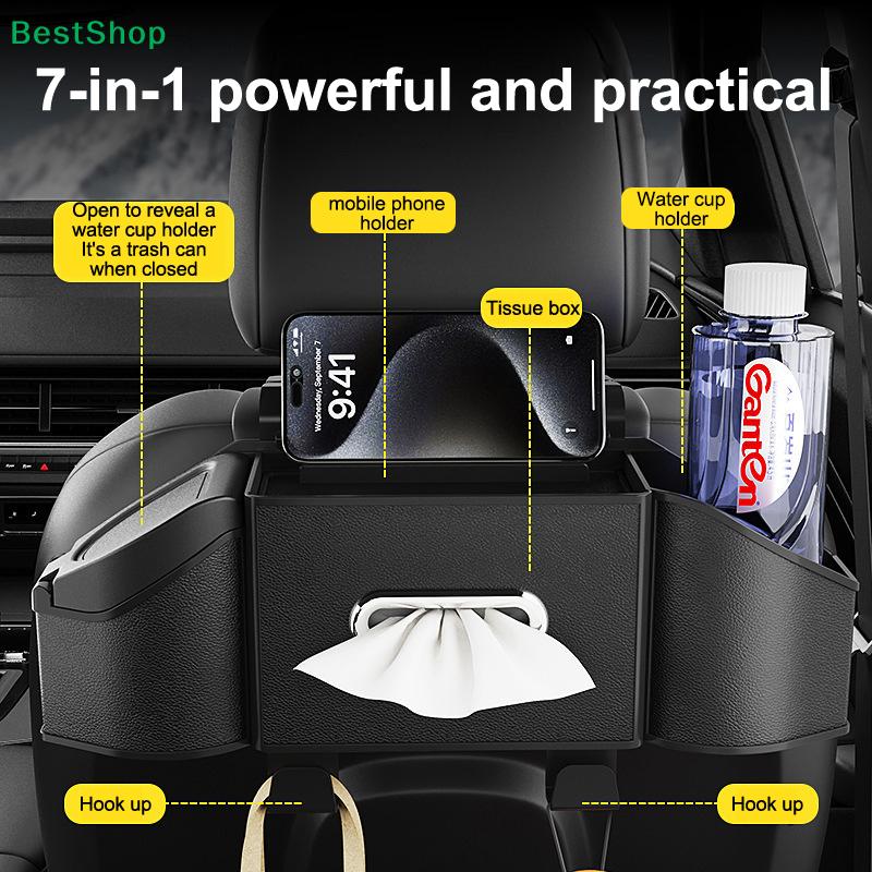 1PC Hanging Style Car Backseat Organizer Cup Holder Non-slip Backseat Storage Box Universal ABS Vehicle Tissue Box Car Interior