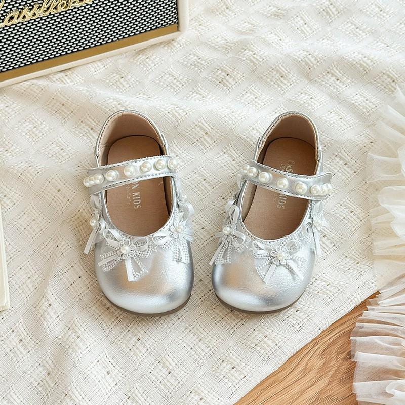 Youth style shoes Girls Princess Shoes Toddlers Soft Sole PU Leather Ballet Flats With Pearl Bow Casual Kids Footwear