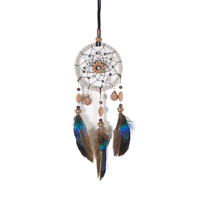 Mini Dream Catcher Natural Beaded Feathers Hanging Ornaments for Car Home Bedroom Window Decoration