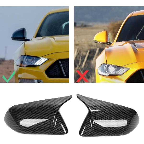 for Carbon Fiber Mirror Cover Car Exterior 2Pcs Door Mirror Cover Left Right Horn Replacement for 2015?2022 Carbon Fiber (Carbon Fiber)