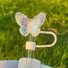 1Pc Laser Butterfly Straw Plug Dust Cap For 30/40Oz Tumbler Reusable 10Mm Sippy Cover Water Cup Straw Sleeve Accessories