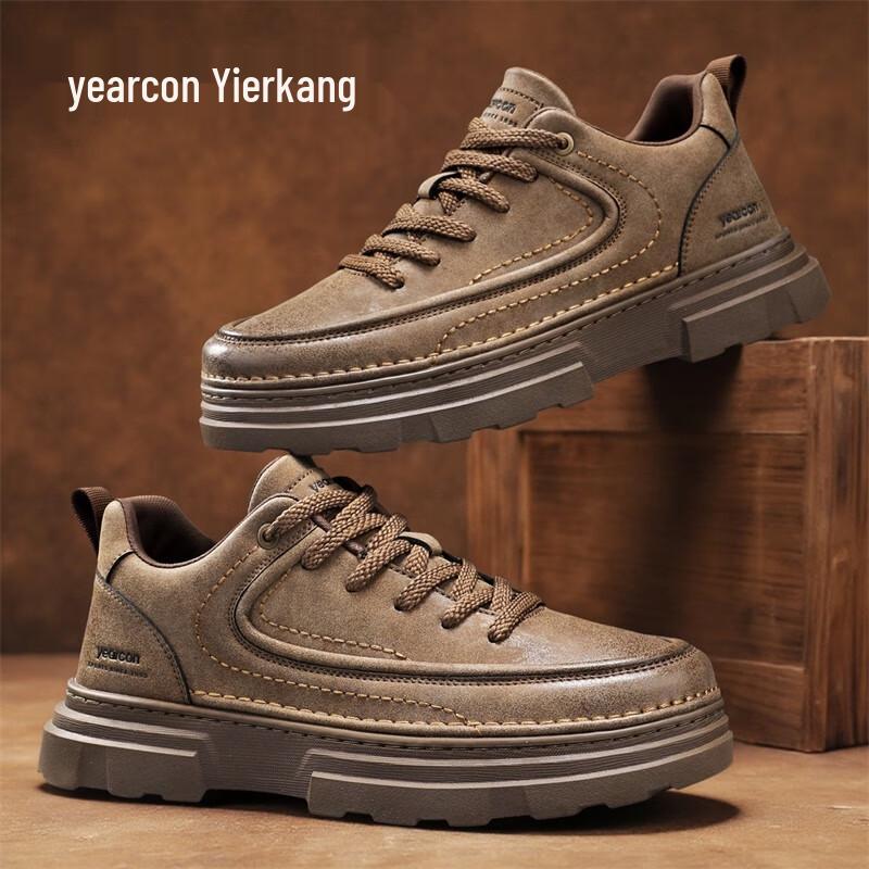 YEARCON Men s Retro Style Casual Leather Shoes 40