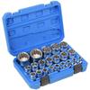 21-piece 1/2 multi-tooth socket set, automotive tool for 6/12-point screws 8-36mm