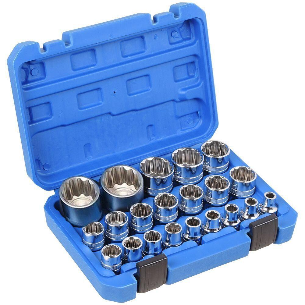 21-piece 1/2 multi-tooth socket set, automotive tool for 6/12-point screws 8-36mm