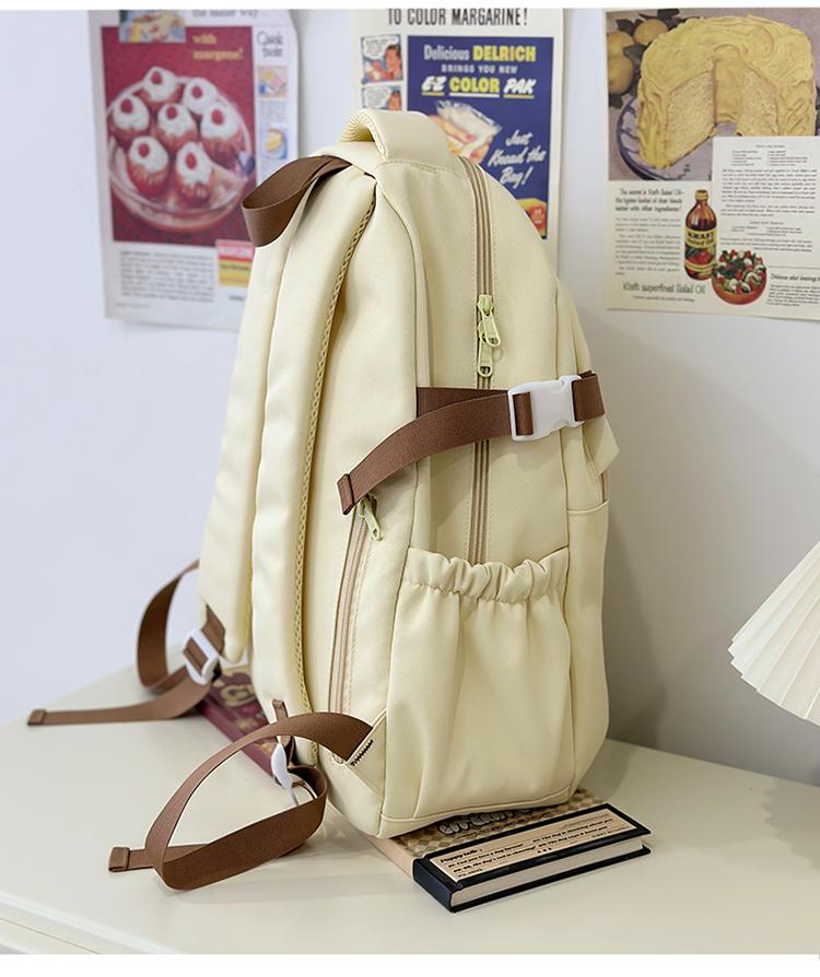 Junior High School Student Schoolbag Female Letter Backpack Commuter Solid Color Backpack