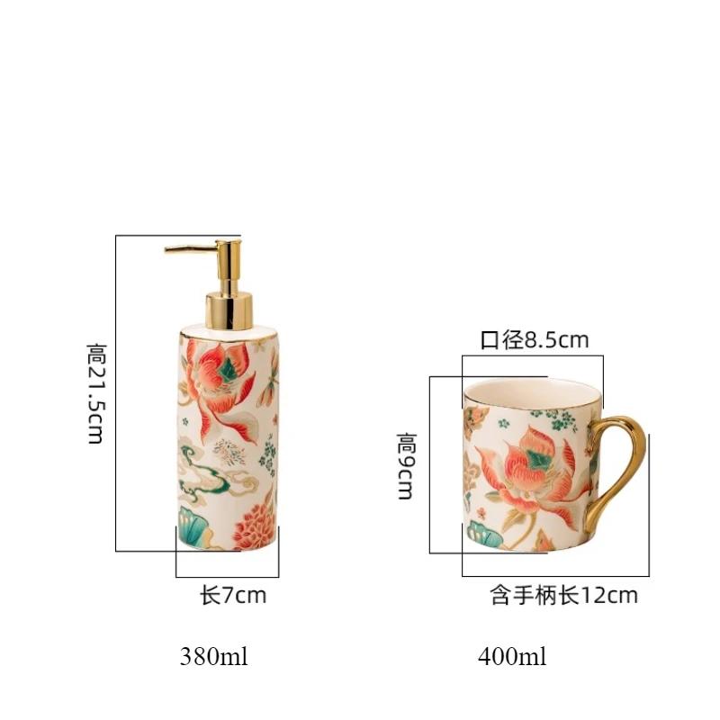 China-Chic Blue and White Ceramic Mouthwash Cup Set Household Toilet Couple Tooth Brush Cup Wash Set bathroom decor