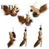 Rustic Holiday Decorations Forest Animal Christmas Ornaments Fluffy Faux Fur Squirrel Decor Winter Woodland with Hanging Rope 3D Tree Wall