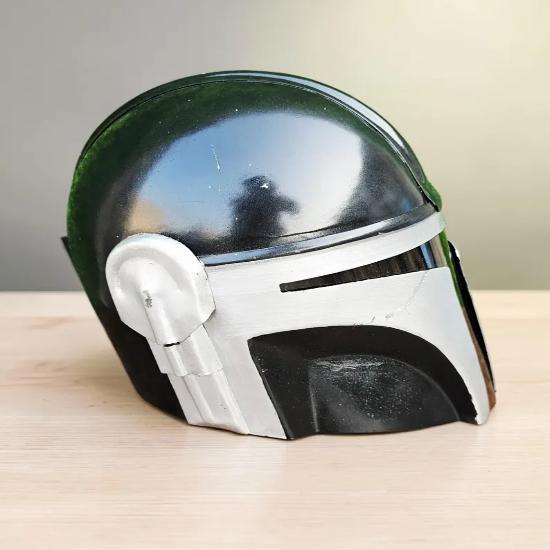 Handmade Steel Mandalorian Style Helmet – Wearable Metal Cosplay Armor, Gothic Black Warrior Helmet, Collector Gift