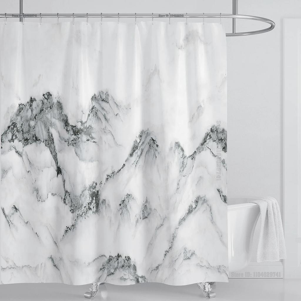 Marble Waterproof Shower Curtain Waterproof Shower Curtain For Bathroom Decor Printed Washable Shower Curtain With Hooks