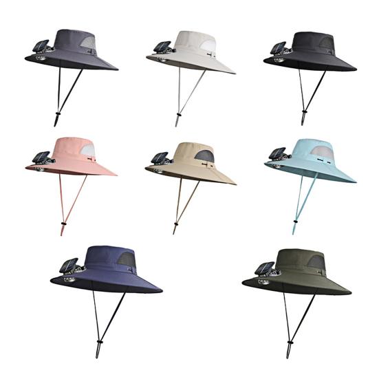 Solar Fan Hat UPF 50+ UV Protection Hat with Detachable Cooling Fan Breathable Men Women Summer Outdoor Activities Fishing Wide Brim Sun Cap