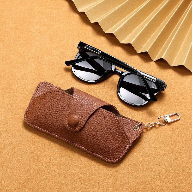 Portable Retro Handmade Pu Leather Glasses Bag With Lanyard Hanging Sunglasses Case Simple Glasses Storage Box Sunglasses Case