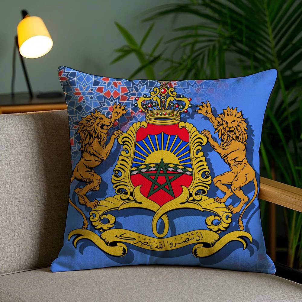 A-Algerian Passport Pattern Pillow Case Home Dorm Chair Back Short Plush Double-sided Printing Office Nap Time Cushion Cover