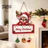 Christmas Wooden Hanging Ornaments Winter Sign, Elk Snowman Decorative Plaque, Sign Door for Holiday Party Home Decor Rustic