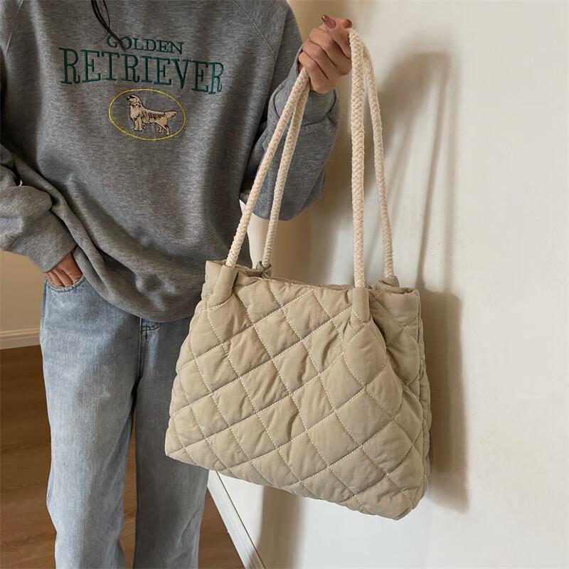 Женская повседневная сумка-тоут через плечо с ромбовидной стежкой