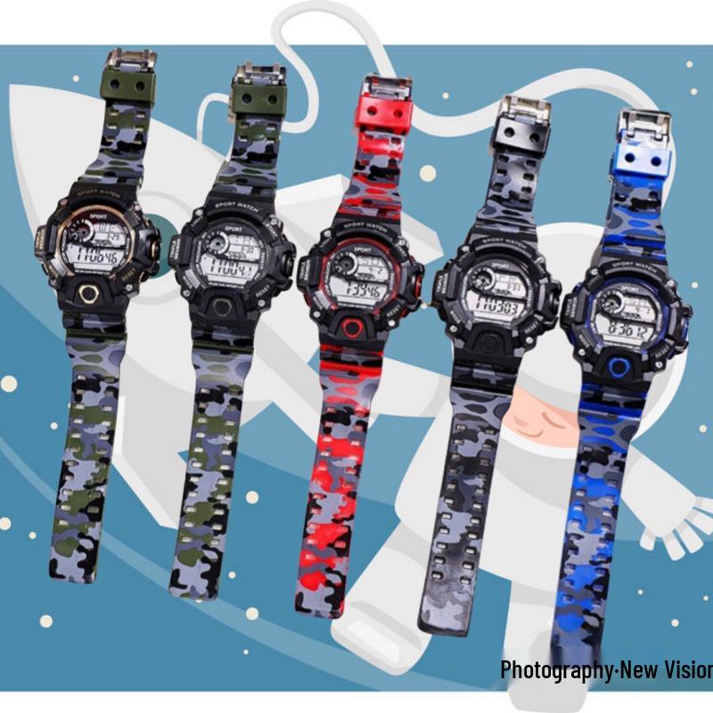 

Camouflage Multifunctional Sports Alarm Watch - Waterproof, Shockproof, Luminous for Outdoor Use камуфляжний/синій