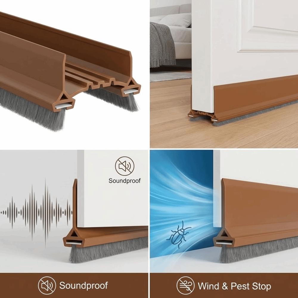 With Brushes Door Draft Stopper 96cm Soundproof Weather Stripping Door Seal Insect Prevention Dustproof Design Door Sweep