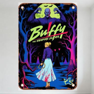 Buffy the Vampire Slayer Retro Style Metal Tin Sign Vintage Horror Movie Poster Wall Decor for Home Bar Club Cafe Man Cave