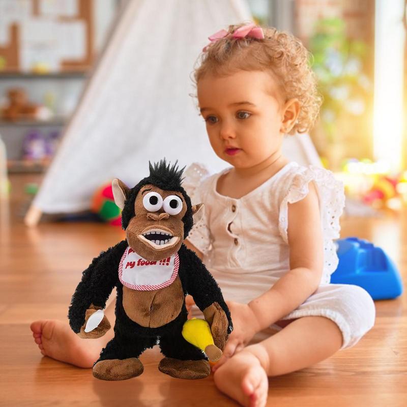קוף קטיפה מגנטי קוף מצחיק אוכל בננה צעצועים גורילה בוכה שומרת על האוכל צעצוע קטיפה גורילה קוף צעצועי לחץ חושיים