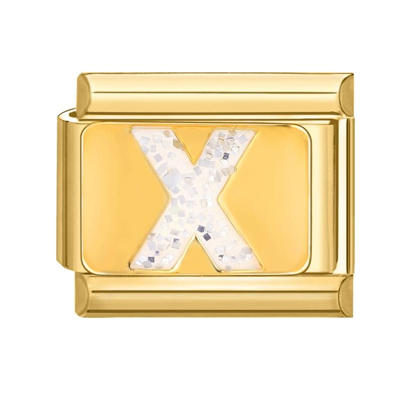 Fashion Golden 26 Letters A-Z Italian Links Charm Beads 9mm Stainless Steel Bracelet Jewelry DIY Hand Making