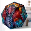 1pc Dragon StainedGlass Compact Travel Umbrella, Automatic Folding Lightweight Windproof 8-Bone Reinforced Design, Portable for Backpack Dur