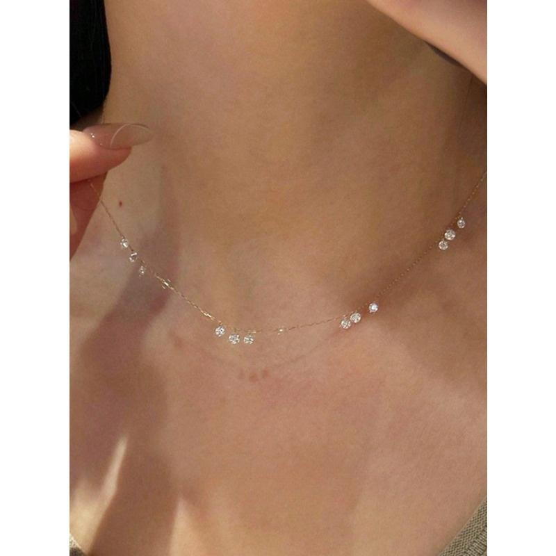 1 kus jednoduchého a elegantního náhrdelníku s přívěskem ve tvaru kapky vody ze zirkonu, lehký řetízek ke klíční kosti, všestranný pro dojíždění, k obdarování