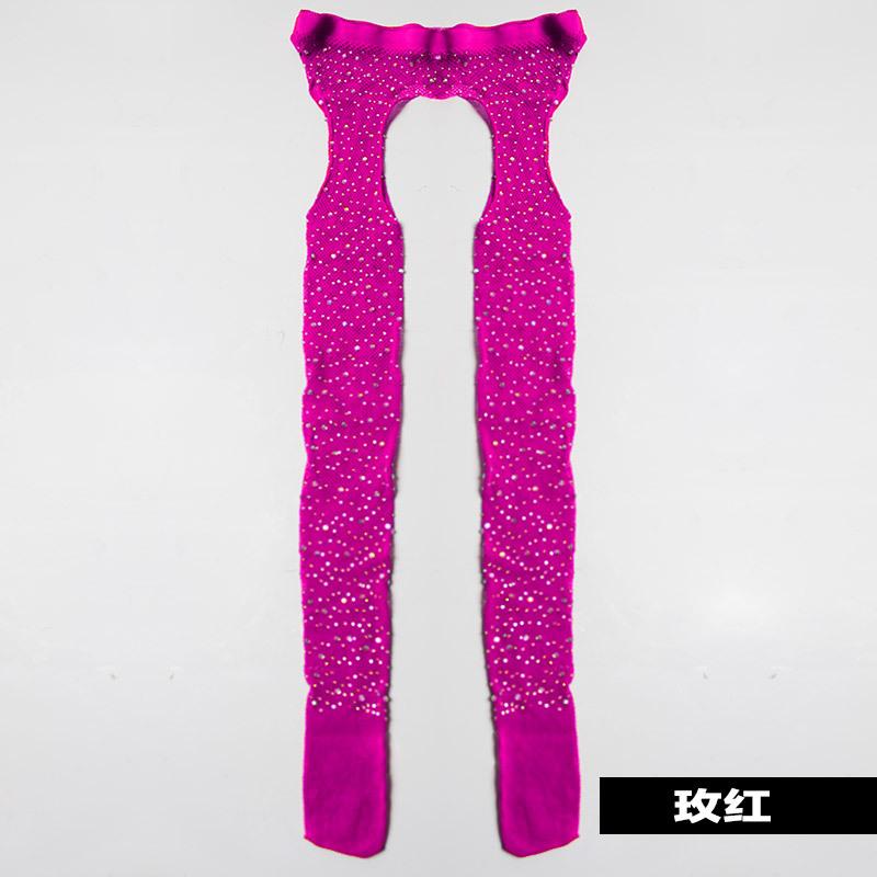 

Trendy open-crotch perforated hollow-out no-removal colorful rhinestone hot-fix pantyhose Average Size рожевий червоний колір
