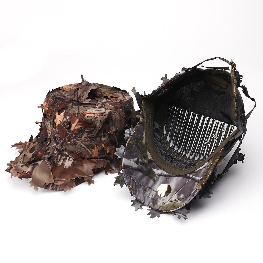 Boonie Camouflage Men'S Hats 3D Leaves Camo Tactical Cap Ghillie Caps Hunter Sniper Hats Fishing Sun Protection UV Blocking Hunting Accessories
