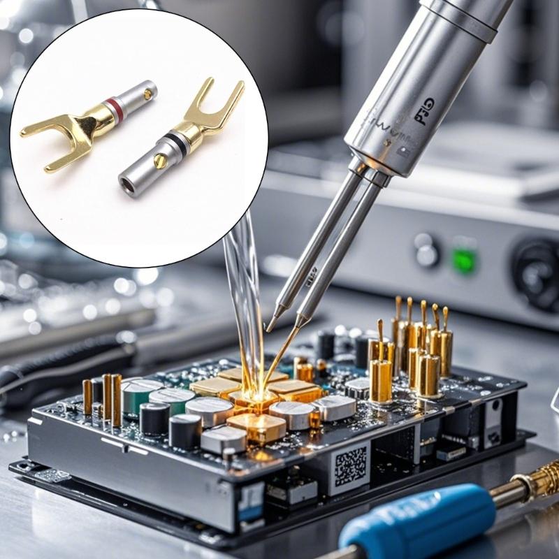 2PCS Gold Plated 4mm Banana Plug Speaker Connector Y Spade Speaker Plug Enhances Sound Stability