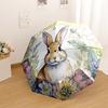 Adorable Bunny In A Garden Of Flowers Automatic Umbrella Sturdy 8Rib Shaft Durable Plastic Iron Durable Everyday Carry Umbrella Outdoor Accessory