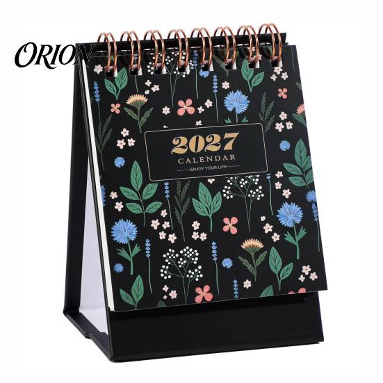 Spiral Bound Calendar 2026-2027 Mini Desk Calendar, 18 Months July 2026 To Dec 2027 Small Desktop Flip Floral Theme Standing with Twin-Wire Binding