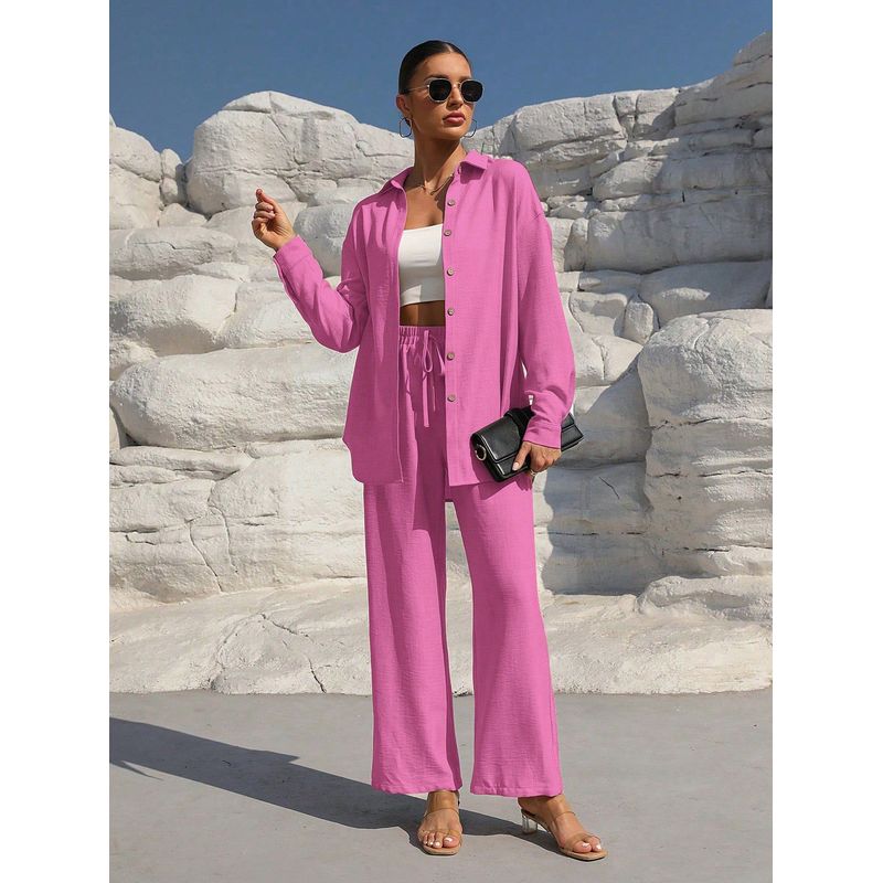 European and American Fashion Autumn Temperament Plus size women clothing Long sleeve Cardigan Two-piece Set Leisure Solid Set