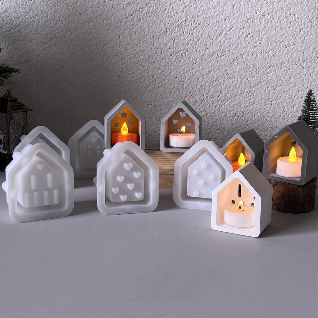 Kerzen Teelicht Form DIY Silikonform Haus Kerzenhalter Form Dekorative für Party Heimdekoration Garten