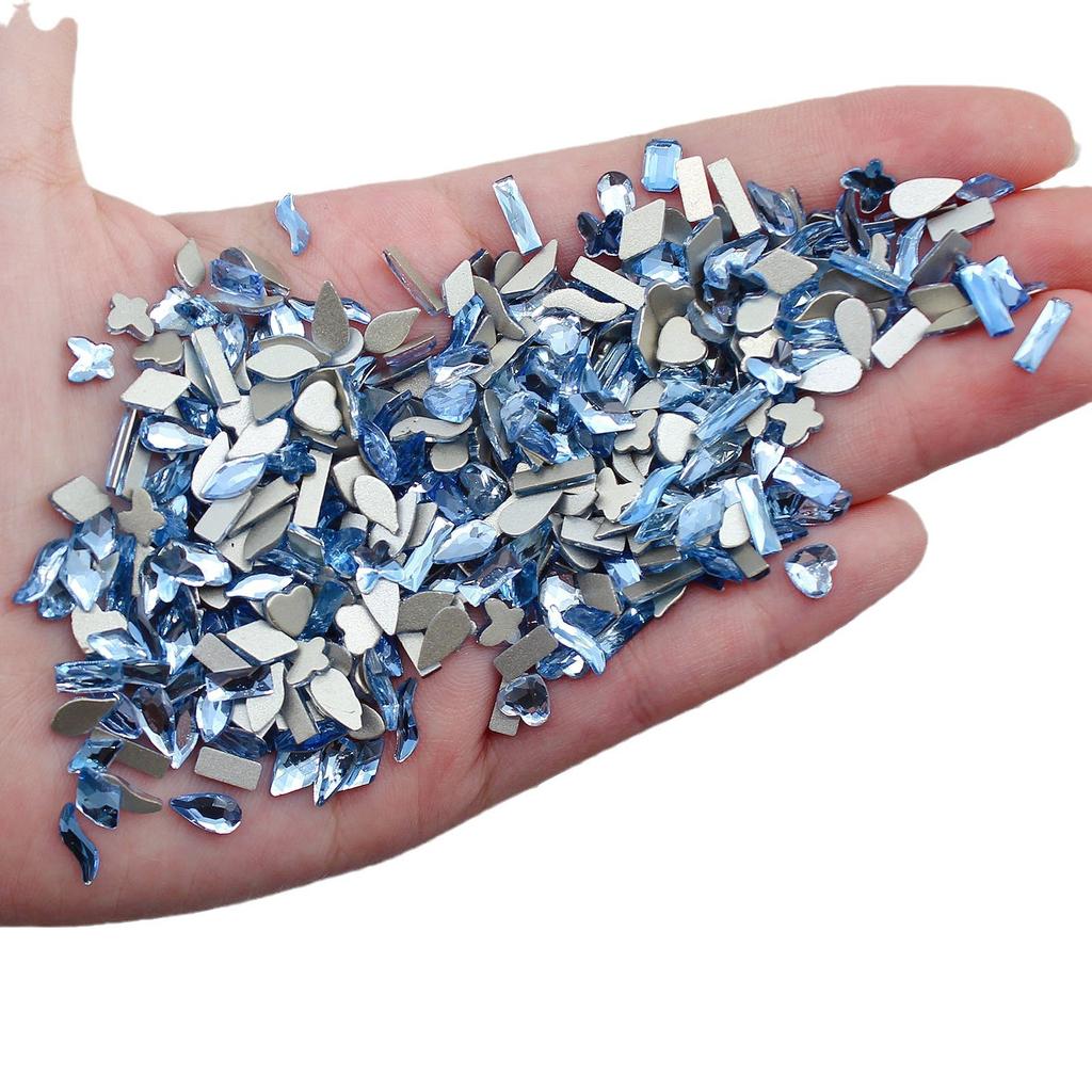 Yiwu Nail Art Diamond Mixed Mini Small Nail Art Flat Bottom Special-Shaped Diamond Mixed K9 Champagne Nail Art Jewelry