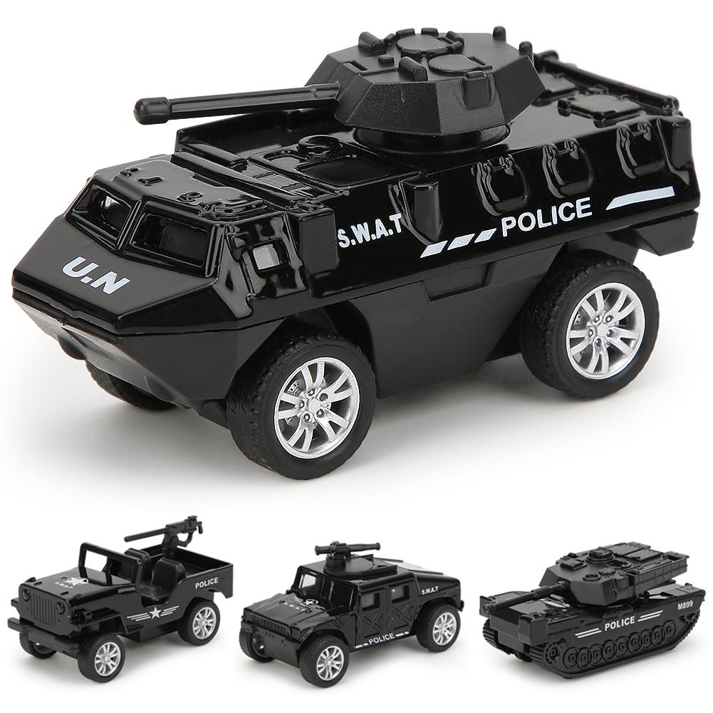 4pcs Box 1/60 High Simulation Pull Back Alloy Car Model Kid Toy Collection(Type D Police Car )