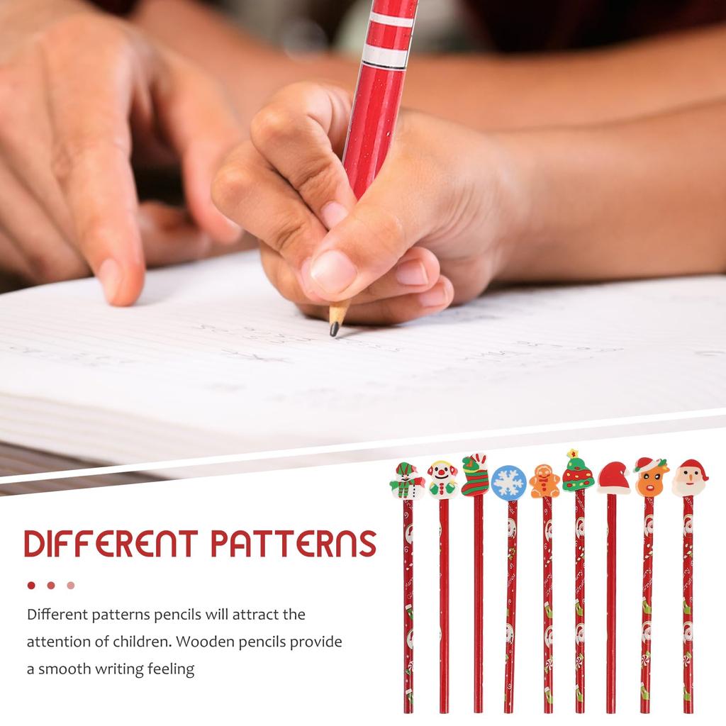 Lurrose 72pcs Wooden Pencils with Erasers for Kids Christmas Giveaways Student Stationery Colorful Short Pencils Learning Awards School Great Gifts