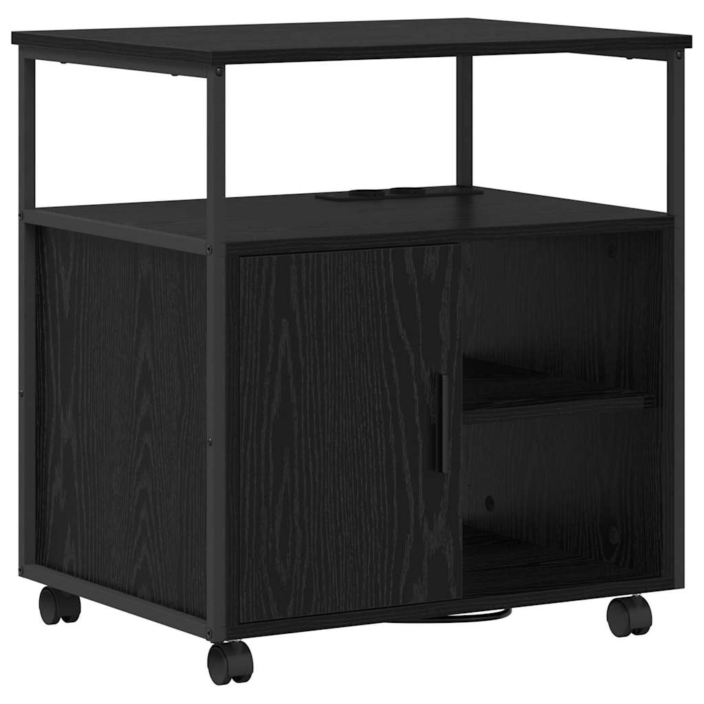Cabinet with Charging Station Black Oak Effect 61 x 46 x 67 cm
