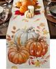 Thanksgiving Pumpkin Leaves Linen Table Runner Dresser Scarf Autumn Maple Leaf Table Runner Holiday Wedding Party Table Decor