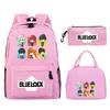 3 Piece School Backpack Set for Students Large Capacity Oxford Cloth Schoolbag with Shoulder Strap and Pencil Case